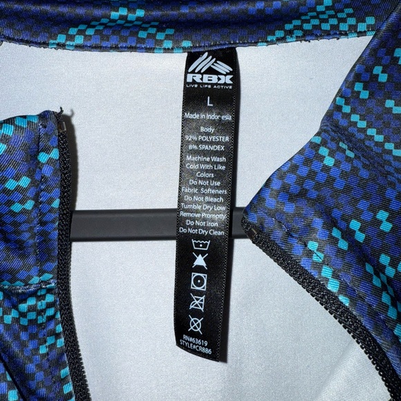 RBX Jacket. Zipper Front. Black with Geometric Blue Design. Large - Picture 2 of 4